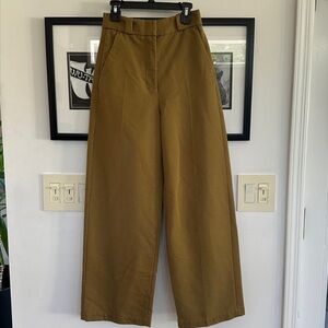 & Other Stories Olive Green Wide Leg Trousers